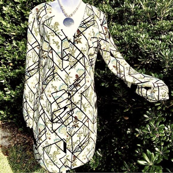 WAYF HENDRIX PRINT V-NECK ABSTRACT FLORAL LONG SLEEVE SHEATH DRESS M NWT - Picture 9 of 17